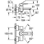 Grohe Einhand-Wannenbatterie LINEARE 1/2Zoll su-st