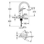 Grohe EH-Spültischbatterie EUROSMART 1/2Zoll ho Ala chr