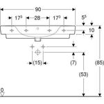 Geberit Waschtisch RENOVA PLAN 900x480mm m Abl. m HL mit Überlauf weiß