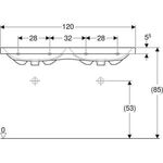 Geberit Doppelwaschtisch iCon Light 1200x480mm o HL mit Überlauf weiß KT