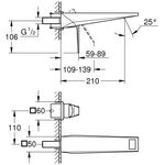 Grohe 2-Loch-WT-Wandbatterie ALLURE BRIL FMS Ausl 210mm hard graphite gebürstet