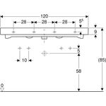 Geberit Waschtisch iCon 1200x485mm m ÜL m 2 Hahnlöchern weiß KT