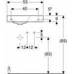 Geberit Handwaschbecken iCon 530x310mm o ÜL m HL we Abl. rechts KT