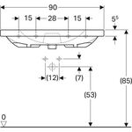 Geberit Waschtisch ACANTO 900x482mm m Abl. u ÜL ohne Hahnloch weiß