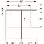 Geberit Spiegelschrank OPTION PLUS mit Beleuchtung, 2 Türen 750x700x172mm