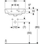 Geberit Handwaschbecken RENOVA PLAN 50x38cm ohne Hahnloch mit Überlauf weiß