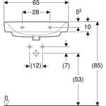 Geberit Waschtisch RENOVA COMPACT 650x400mm o HL ohne Überlauf weiß KT