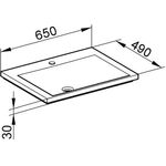 Keuco Mineralguss-WT ROYAL REFLEX m 1L-Boh we alpin 650x30x490mm