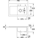 Subway 45 Spüle Becken rechts 780 x 510 mm Timber Ceramicplus