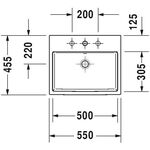 Duravit Einbauwaschtisch VERO AIR m ÜL HLB 550x455mm 3 Hahnlöcher weiß