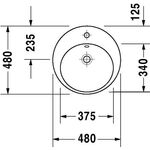 Duravit Einbauwaschtisch STARCK 2 m ÜL HLB d= 480mm 1 Hahnloch weiß WG