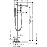 Einhebel-Wannenmischer AXOR UNO Zerogriff, bodenstehend brushed nickel
