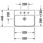 Duravit Waschtisch ME by Starck m ÜL m HLB 550x440mm 3 HL weiß WG