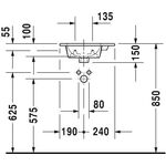 Duravit Handwaschbecken ME by Starck o ÜL m HLB 430x300mm 1 Hahnloch weiß