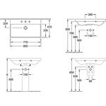 V&B Schrankwaschtisch AVENTO 800x470mm f 3-L Arm ge m ÜL Sto wh cplus