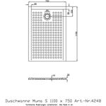 Hoesch Duschwanne S MUNA mit Antirutsch 1100x750x30mm weiß
