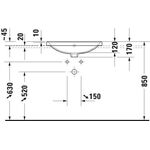 Duravit Einbauwaschtisch D-NEO 600x435mm m ÜL m HLB 1 Hahnloch weiß