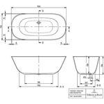 V&B Freistehwanne SOLO THEANO 1550x750mm stone white