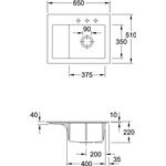 V&B Spüle SUBWAY 45 COMPACT 650x510mm Be re Handbet. snow white