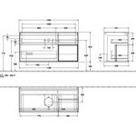 V&B Waschtischunterschrank FINION 1200x603x501mm Regal glos. wh glos. wh