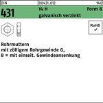 Rohrmutter DIN 431 BG 1/2 SW32 14 H galv.verz. 50 Stück - VPE: 50