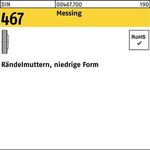 Rändelmutter DIN 467 niedrige FormM6 Messing 50 Stück - VPE: 50