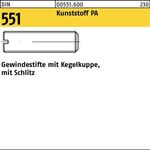 Gewindestift DIN 551 Kegelkuppe/Schlitz M5x 6 Polyamid 100 Stück - VPE: 100