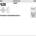 Vierkantanschweißmutter DIN 928 M12 Stahl 500 Stück - VPE: 500