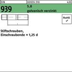 Stiftschraube DIN 939 M20x80 5.8 galv.verz. Einschraubende=1,25d 25St. - VPE: 25