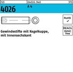 Gewindestift ISO 4026 Kegelkuppe/Innen-6kt M20x 30 A 4 10 Stück - VPE: 10