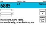 Passfeder DIN 6885 FormA rundstirnig/o.Bohrung A 16x 10x 90 A 4 5 Stück - VPE: 5