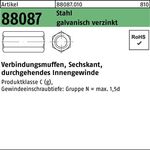 Sechskantverbindungsmuffe R 88087 M12x50 SW19 durchg.IG Stahl gal Zn 50St. - VPE: 50