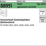 Hammerkopfgewindeplatte R 88951 Typ 28/15 M10 Stahl galv.verz. 100St. - VPE: 100