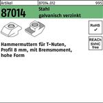 Hammerkopfmutter R 87014 Bremsmoment hoch 8mm M6 Stahl galv.verz. 100St. - VPE: 100