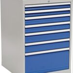 Schubladenschrank H1019xB705xT736mm grau/blau 2x75,2x100,2x125,1x300mm Schubl.