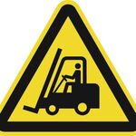 Warnzeichen ASR A1.3/DIN EN ISO 7010 200mm Warnung vor Flurförderzeugen Folie