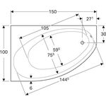 Geberit Eckbadewanne RENOVA asymmetrisch, 1500x1000mm rechts weiß