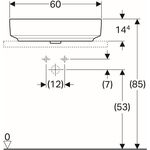 Geberit Aufsatzwaschtisch VariForm re. 600x450mm m HLB mit Überlauf weiß KT