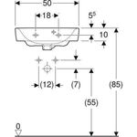 Geberit Handwaschbecken RENOVA PLAN 50x38cm m Hahnloch mit Überlauf weiß KT