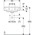 Geberit Handwaschbecken RENOVA PLAN 50x38cm o Hahnloch ohne Überlauf weiß KT