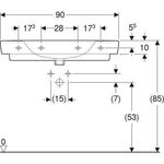 Geberit Waschtisch RENOVA PLAN 900x480mm m Abl. m HL o Überlauf weiß KT