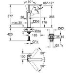 Grohe Einhand-Waschtischbatterie ALLURE 1/2Zoll XL-Size wa sun gebü