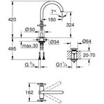 Grohe WT-Einlochbatterie ATRIO 1/2Zoll, XL-Size supersteel