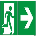 Hinweisschild Rettungsweg rechts 30x15cm Hart-PVC