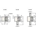 Gummipuffer GN 351 d1 50 mm,d2 M 10 h 40mm m.IG/Schr.l 28mm GANTER - VPE: 5