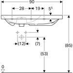 Geberit Waschtisch ACANTO 900x482mm Abl. re m HL m ÜL we KeraTect