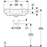 Geberit Waschtisch SMYLE m HL mit Überlauf 550x480mm weiß KT