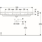 Geberit Waschtisch SMYLE Square o HL mit Überlauf 1200x480mm weiß KT