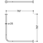 Hewi Vorhangstange d= 2,5cm ES verchromt 787x787mm 16 Ringe