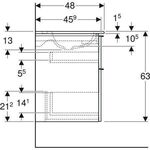 Geberit Waschtischunterschrank iCon 600x630x480mm m Möbel-WT sandgrau hochgl
